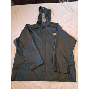 VINTAGE Men’s Carhartt Heavy work PVC Rain Jacket green XL snaps NOS